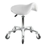 White Saddle Stool (Aluminium Base)