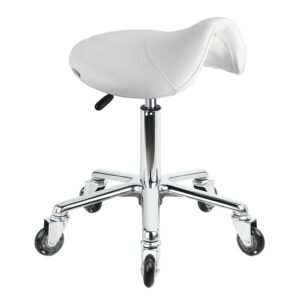 White Saddle Stool (Aluminium Base)