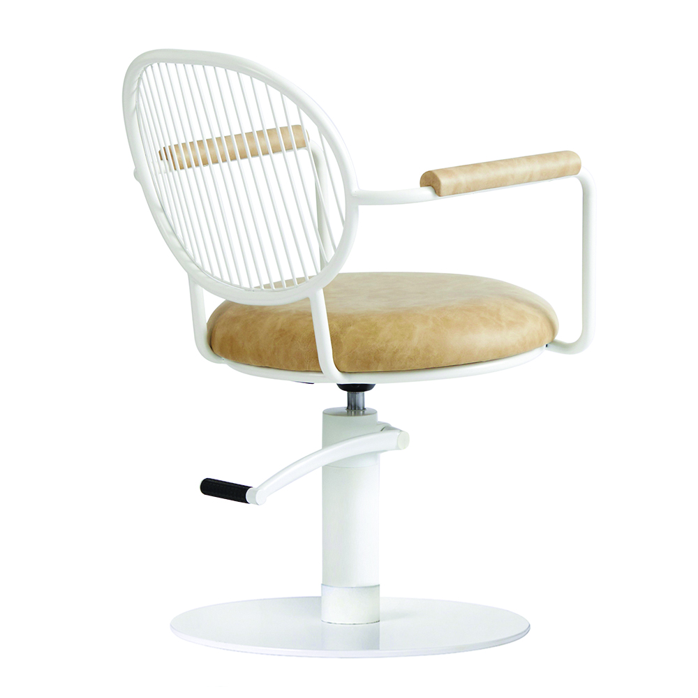 4111 Serena Sand Salon Chair White Back Angled Omega
